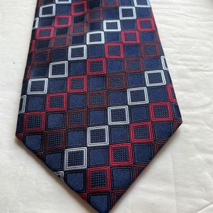 Britches tailored collection 100% silk necktie tie blue w/ squares 57” X 3 5/8”